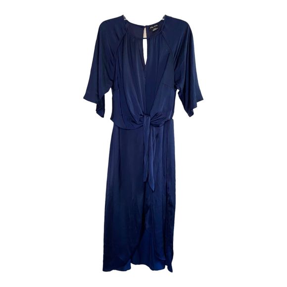 CITY CHIC woman's size 12 Sleek Tie navy blue keyhole neck asymmetrical dress - Picture 2 of 11